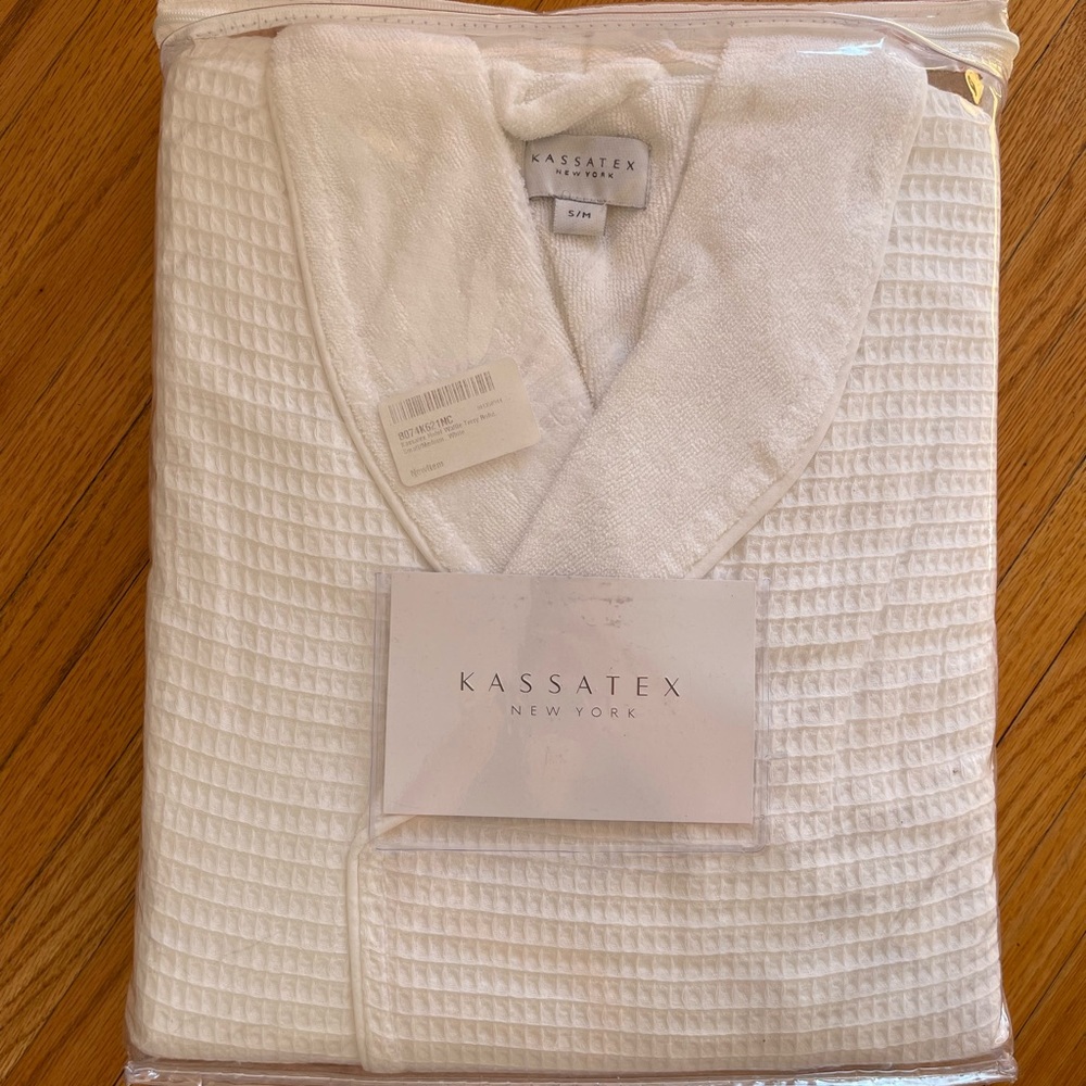 Women Terry waffle white bathrope S-M